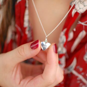 Personalised Sterling Silver Hammered Heart Locket, 3 of 10