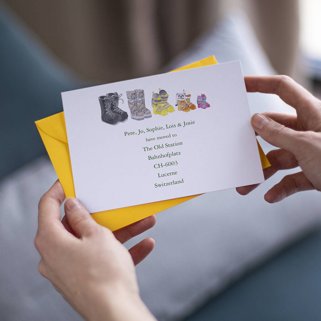 Personalised Ski Boot Family Change Of Address Card By This Is Nessie