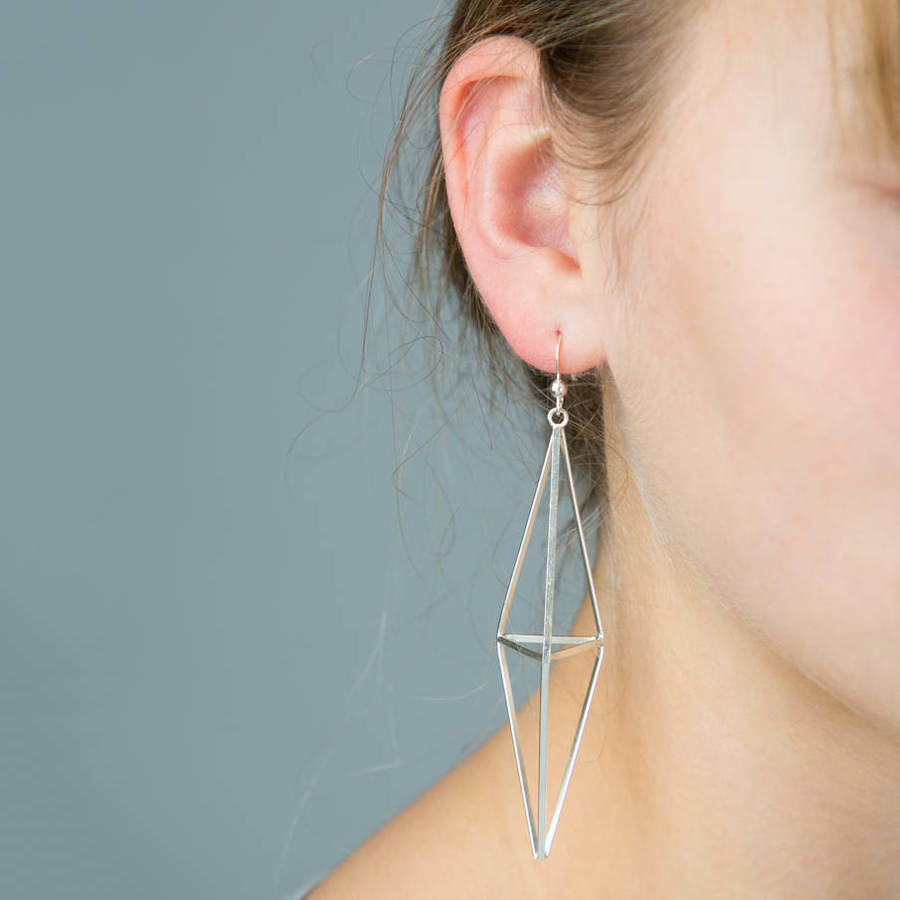 geometric silver earrings by lovethelinks