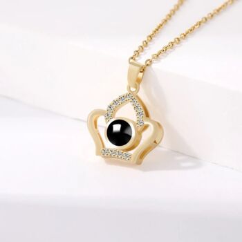 Custom Hidden Photo Projection Embellished Imperial Crown Necklace, 2 of 5