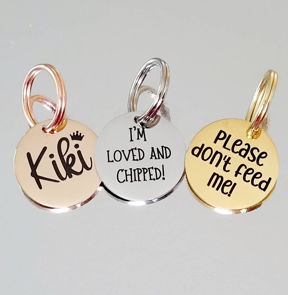 Tiny 20mm Cat ID Tags, Heart Or Round, 1 of 7