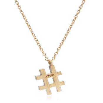 Gold Vermeil Hashtag Charm Necklace, 2 of 4
