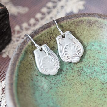 Shell Scroll Vintage Spoon Earrings, 3 of 4