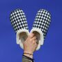 Freeze Black And White Dogtooth Mens Slippers Indoor/Garden Shoes, thumbnail 1 of 10