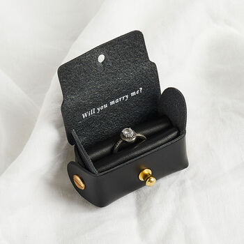 Personalised Leather Engagement Ring Pouch, 2 of 3