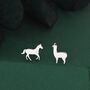 Mismatched Horse And Llama Stud Earrings In Sterling Silver, thumbnail 3 of 10
