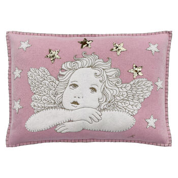 Luxury Wool Dreaming Cherub Cushion With Sequins, 2 of 4