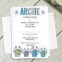 Personalised Childrens Monster Party Invitations, thumbnail 1 of 5