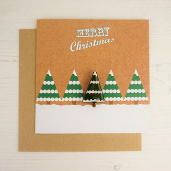Christmas Card With Handmade Glass Snowy Tree Brooch, 3 of 5