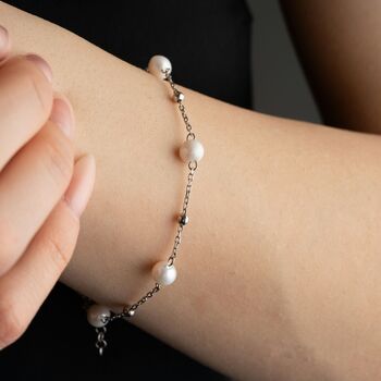 Freshwater Pearl Bracelet With Sterling Silver Balls, 3 of 9