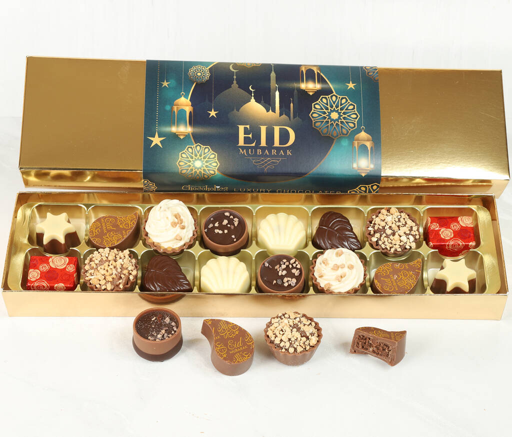 Eid Mubarak Eid Al Fitr Green Luxury 16 Chocolate Box, 1 of 3