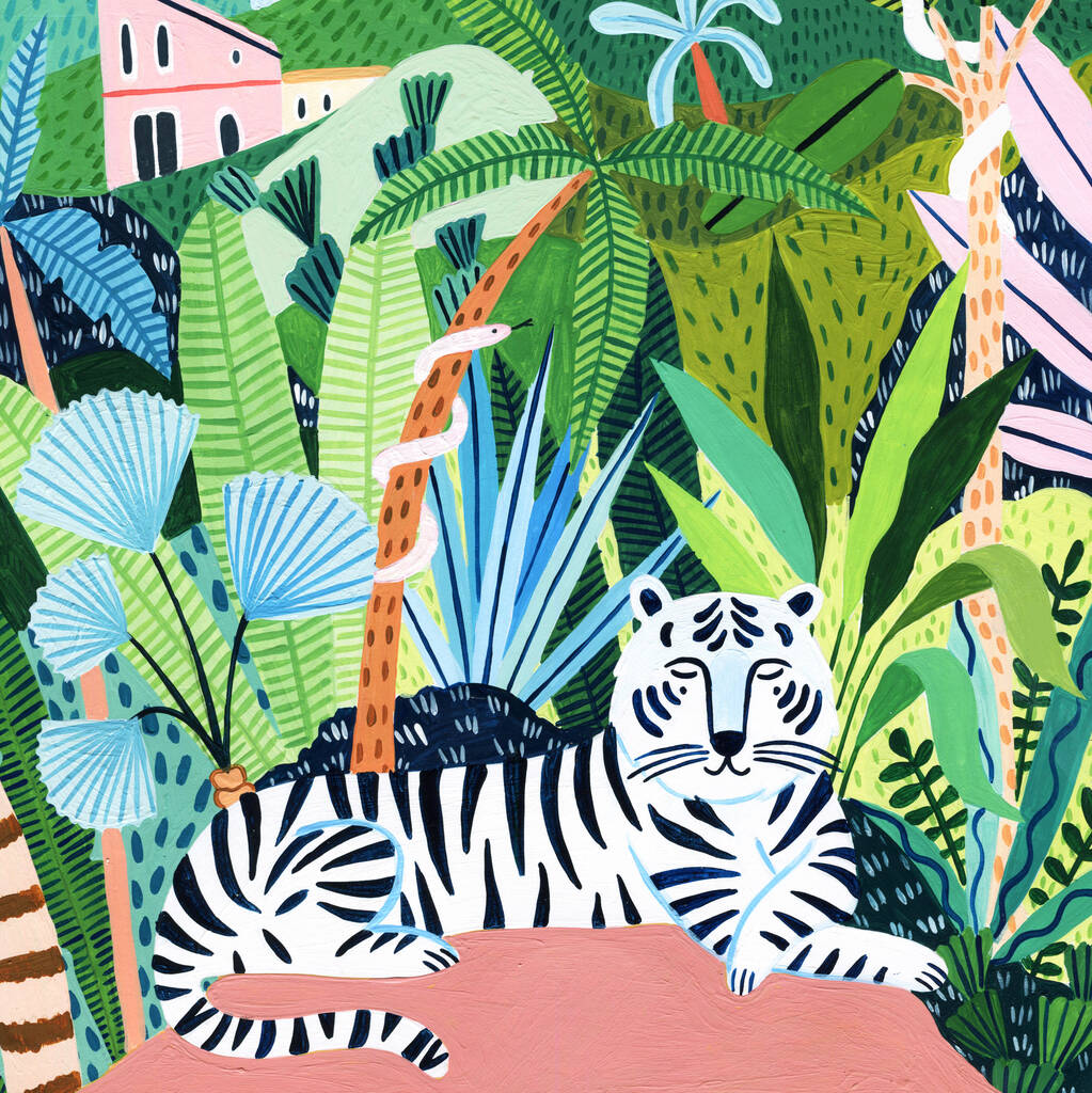 White Bengal Tiger Art Print By Amber Davenport | notonthehighstreet.com