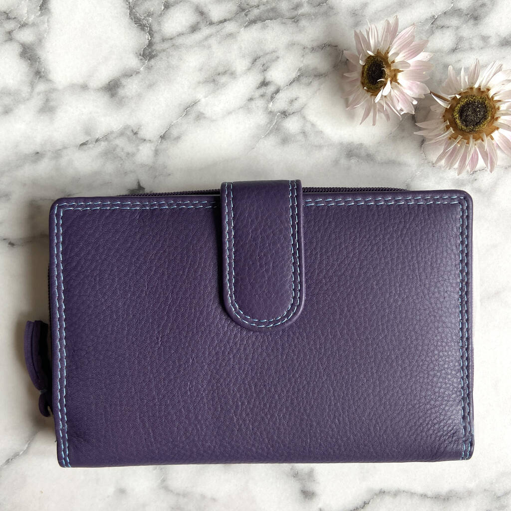Women's Purple Leather Purse With Rfid Protection By Holly Rose