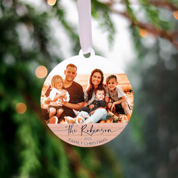Personalised Wooden Family Portrait Christmas Bauble, 5 of 9