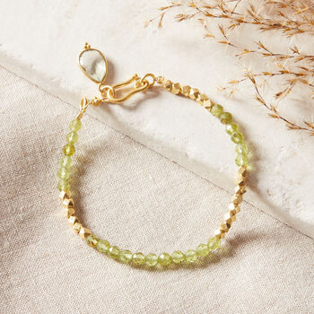 Green Peridot And Gold Plated Silver Bracelet, 2 of 12