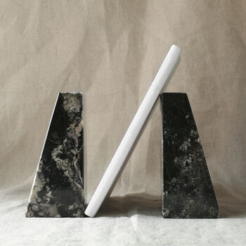 Luxury Black Marble Wedge Bookends, 3 of 6