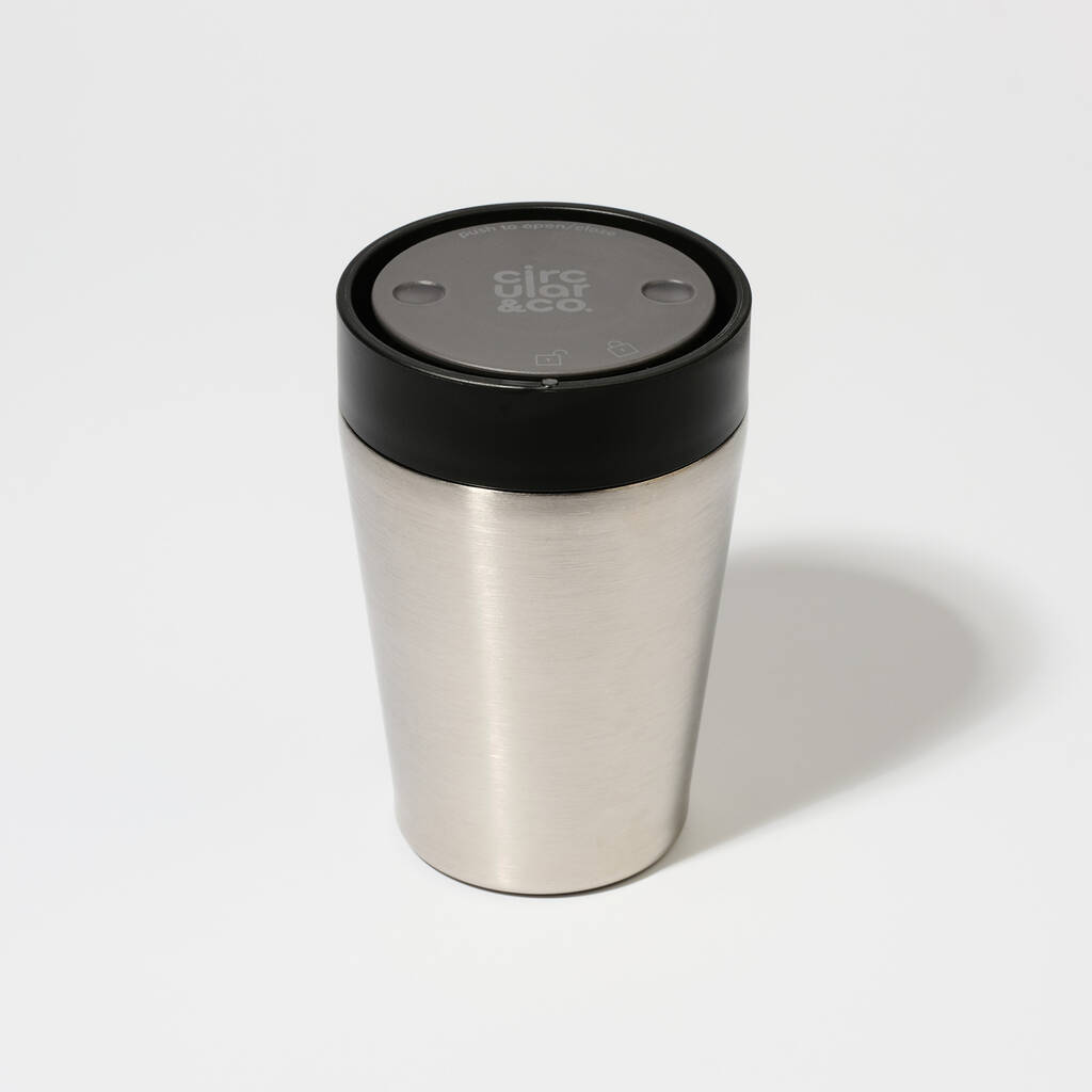 Circular And Co Travel Mug Made From Recycled Stainless Steel 8oz Uncoated Black, 1 of 7
