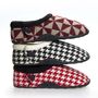 Turbo Red And White Dogtooth Mens Slippers Indoor/Garden Shoes, thumbnail 1 of 9