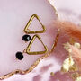 Triangle Huggie Earrings With Black Crystal Charms, thumbnail 1 of 2