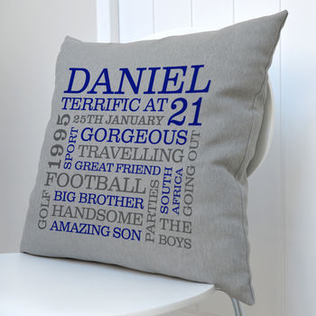 Personalised 21st Birthday Word Art Cushion, 7 of 9