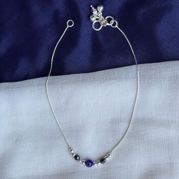 Pure Silver Bead Evil Eye Nazar Payal Anklet, 3 of 6