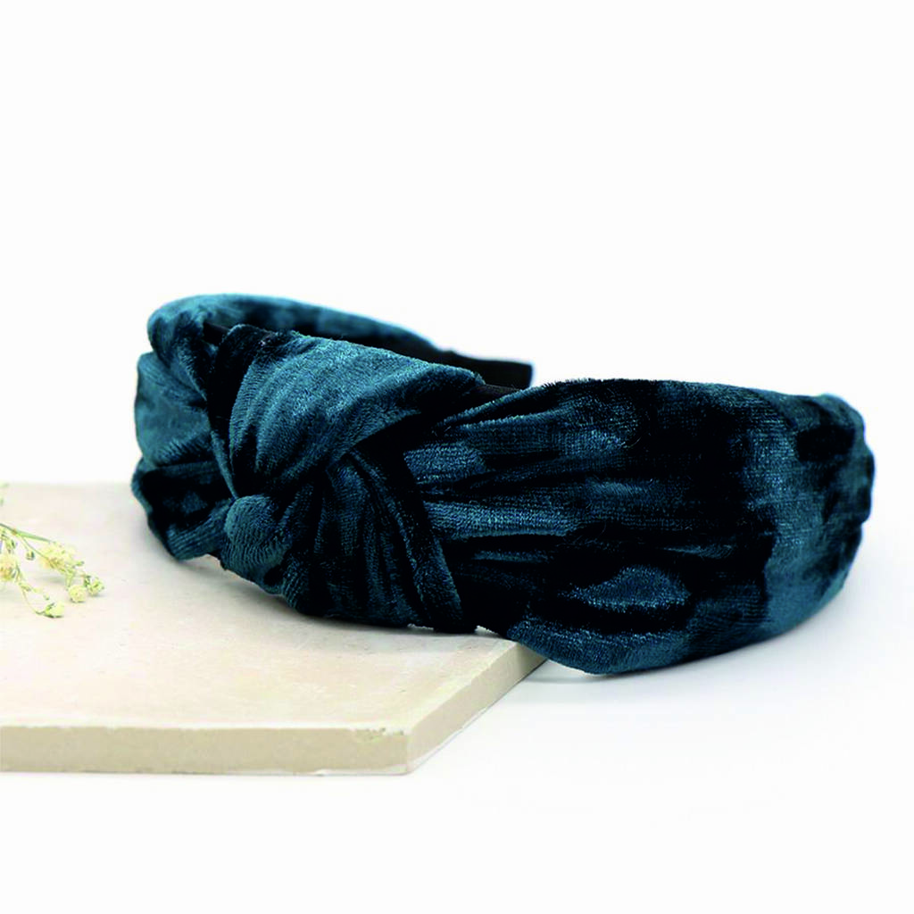 Velvet Teal Headband By The Alphabet Gift Shop