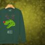 Rudolphasaurus Rex Dinosaur Personalised Kids Christmas Jumper Sweatshirt, thumbnail 11 of 12