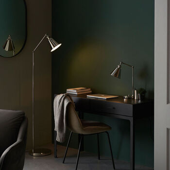 Bright Nickel Floor Standing Task Lamp, 2 of 6