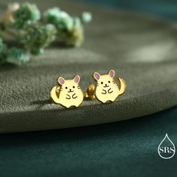 Sterling Silver Chinchilla Stud Earrings, 4 of 12