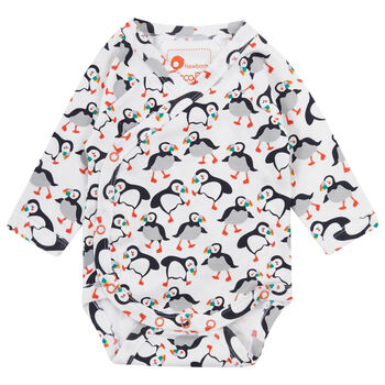 Two Pack Puffin Baby Bodysuits | Certified Organic, 5 of 12