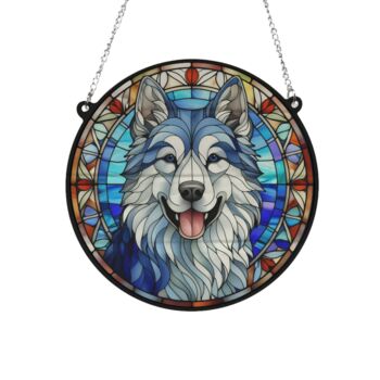 Alaskan Malamute Stained Glass Effect Suncatcher, 6 of 6