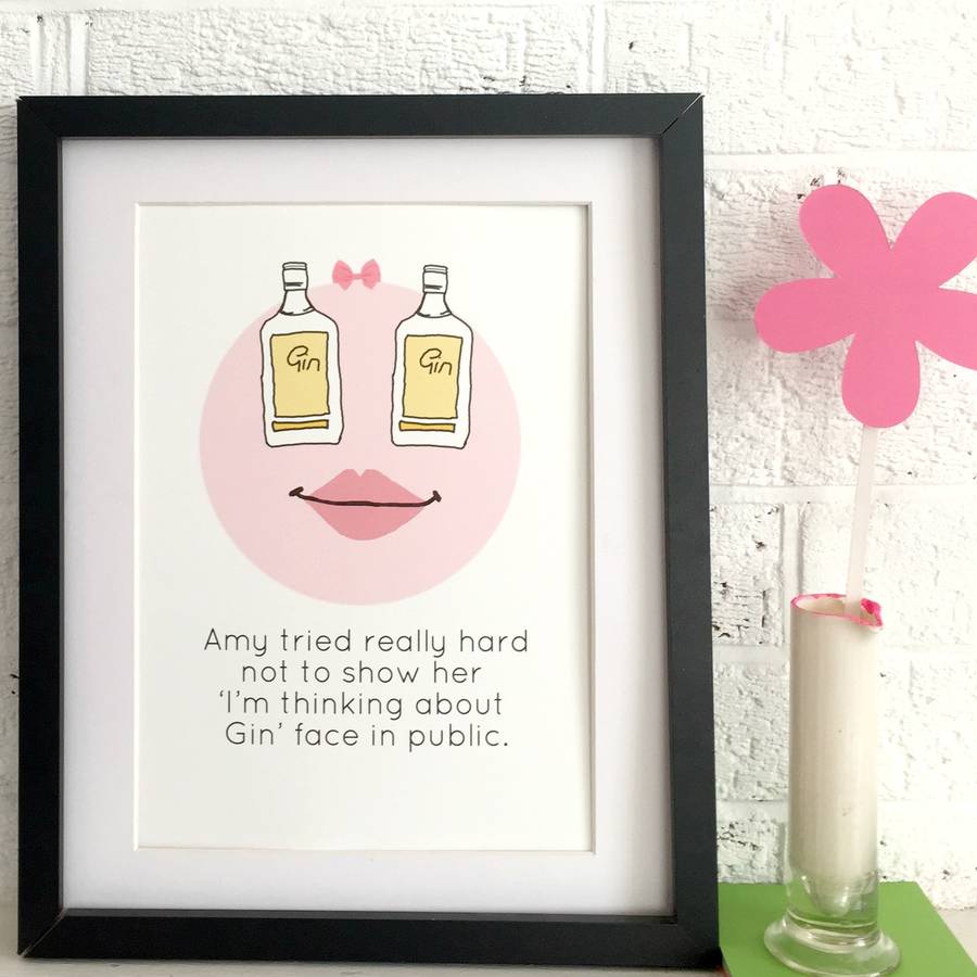 'Gin Face' Personalised Gin Print By Kelly Connor Designs