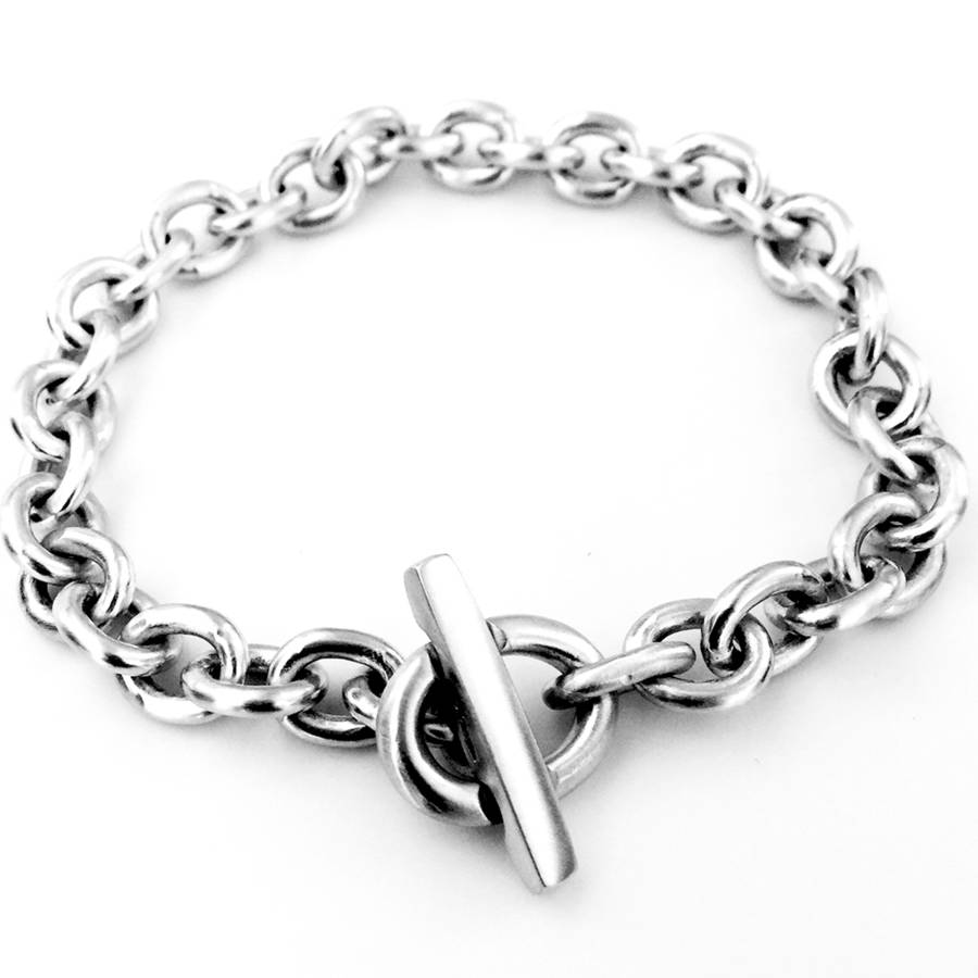 Sterling Silver Men's Bar Link Handmade Bracelet