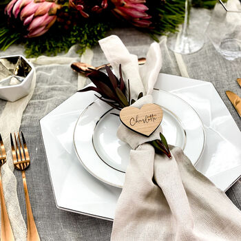 Personalised Engraved Wood Heart Place Name Setting, 6 of 9