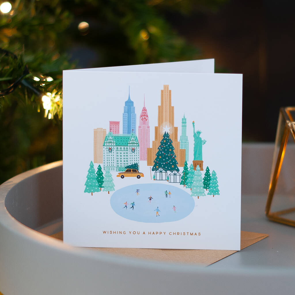 Pack Of Six Personalised New York City Christmas Cards By Kimberley ...