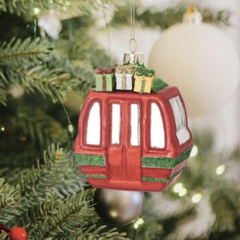 Red And Silver Ski Lift Christmas Bauble, 2 of 5