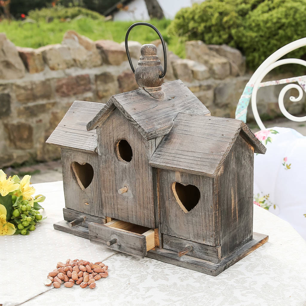 personalised heart wooden bird house and feeder by dibor ...