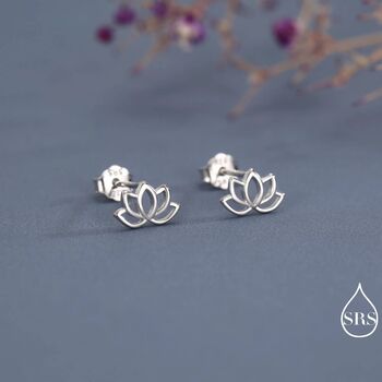 Lotus Flower Stud Earrings In Sterling Silver, 5 of 12