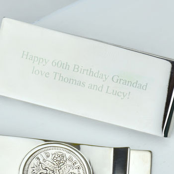 60th Birthday Sixpence Coin Money Clip, 4 of 11