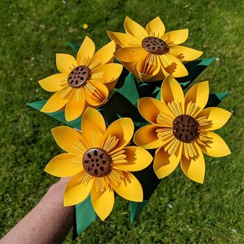 Origami Paper Sunflower With Leaves, 7 of 10