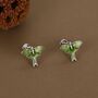 Lunar Moth Enamel Flat Back Earrings In Sterling Silver, thumbnail 1 of 12