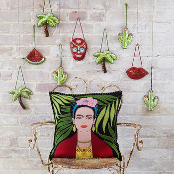 Hand Embroidered Frida Kahlo Cushion, 3 of 5