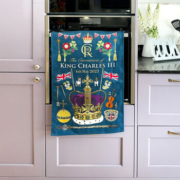 King Charles Coronation Tea Towel Blue, 2 of 11