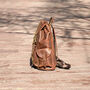 Military Style Genuine Leather Backpack In Brown, thumbnail 9 of 12