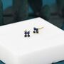 Sapphire Blue Cz Flower Stud Earrings, thumbnail 5 of 11