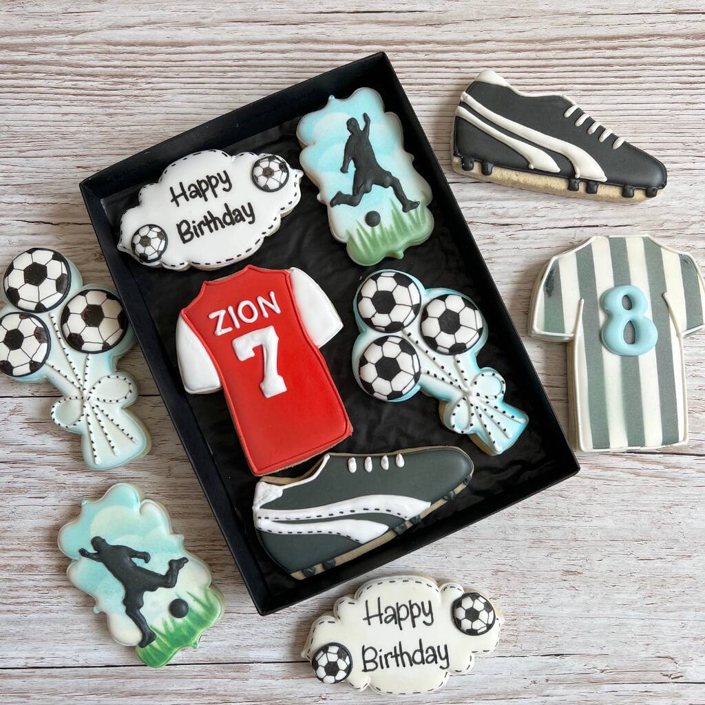 Personalised Football Fan Gift. Hand Iced Biscuits, 1 of 9