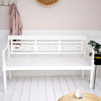 White Wooden Bench Two Sizes, 4 of 9