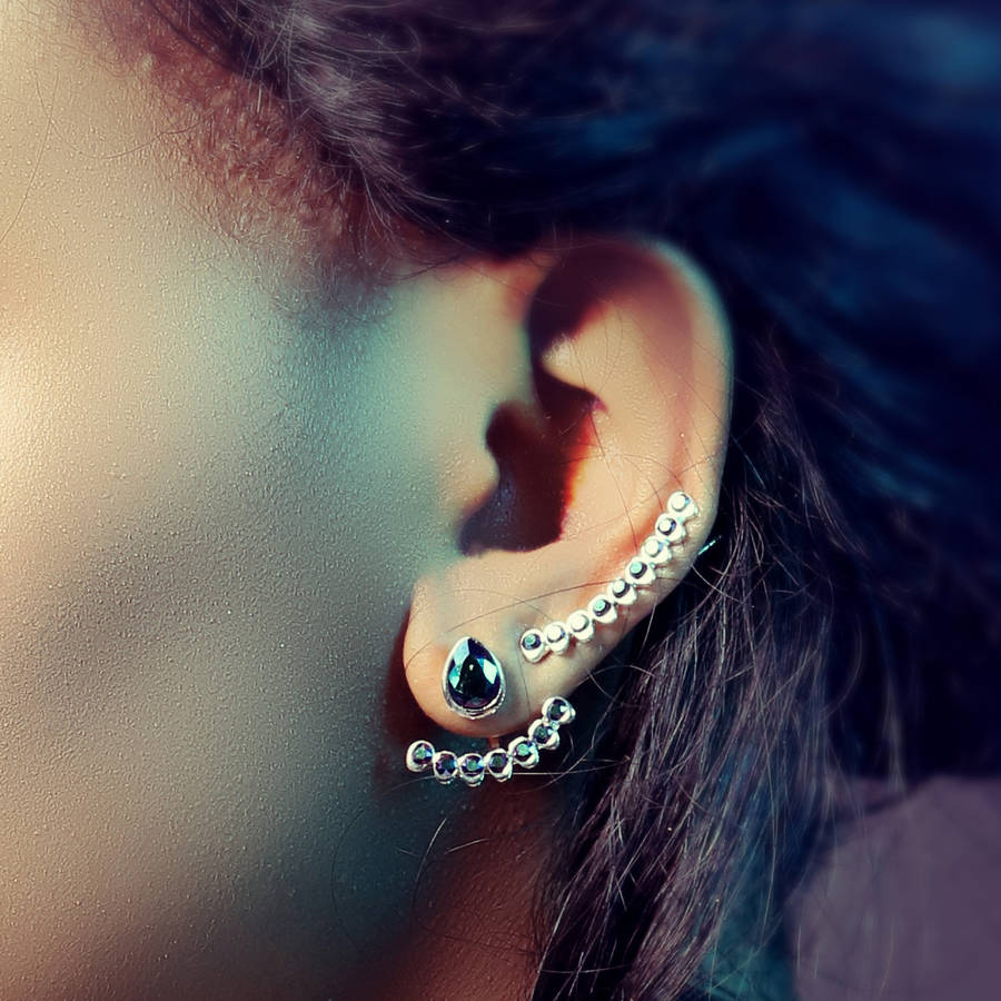 Four Petal Flower Ear Jacket By J&S Jewellery