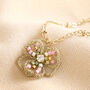 Gold Stainless Steel Beaded Flower Pendant Necklace, thumbnail 1 of 2