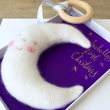 Cashmere Moon Baby Teether In Personalised Gift Box, 5 of 7